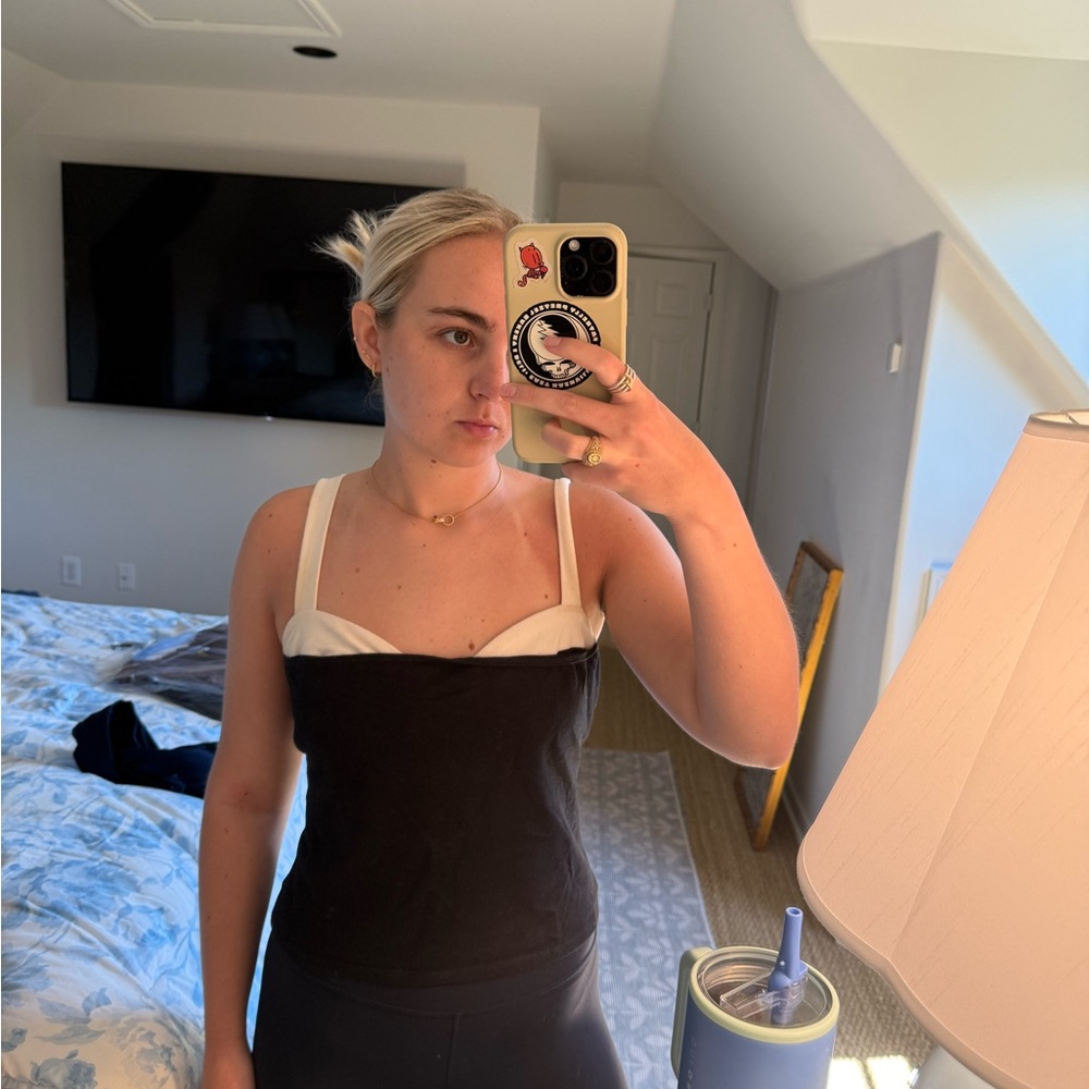 Reformation Black and White Two-Tone Tank Top